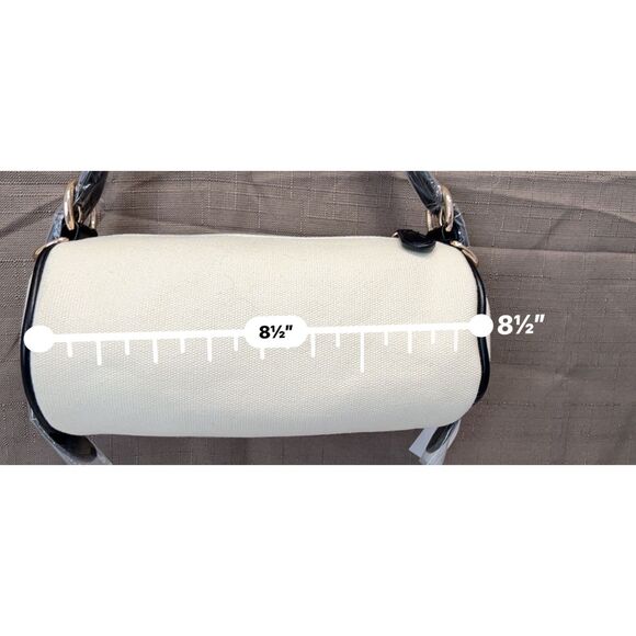 NWT The Drop Canvas Mini Barrel Bag in Linen with Black Trim - Picture 8 of 11